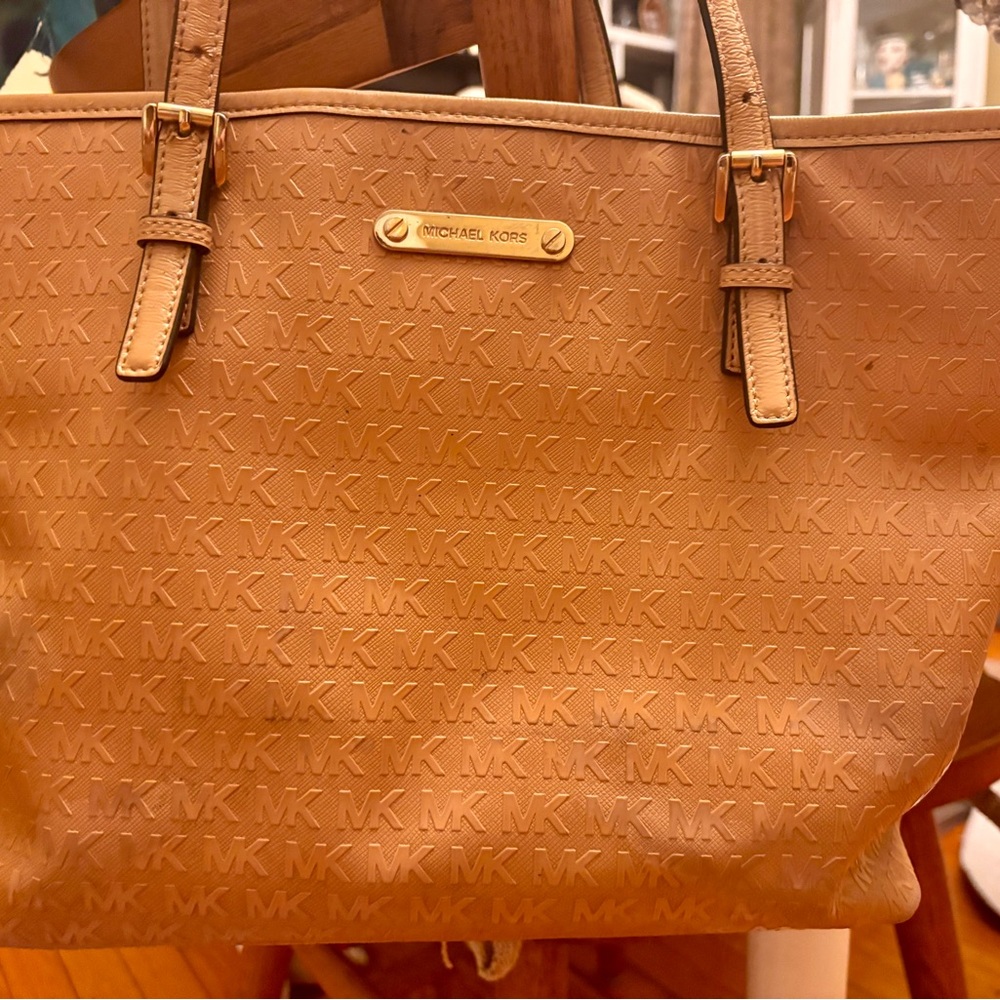 Michael Kors Tan Monogram Tote - Picture 2 of 8